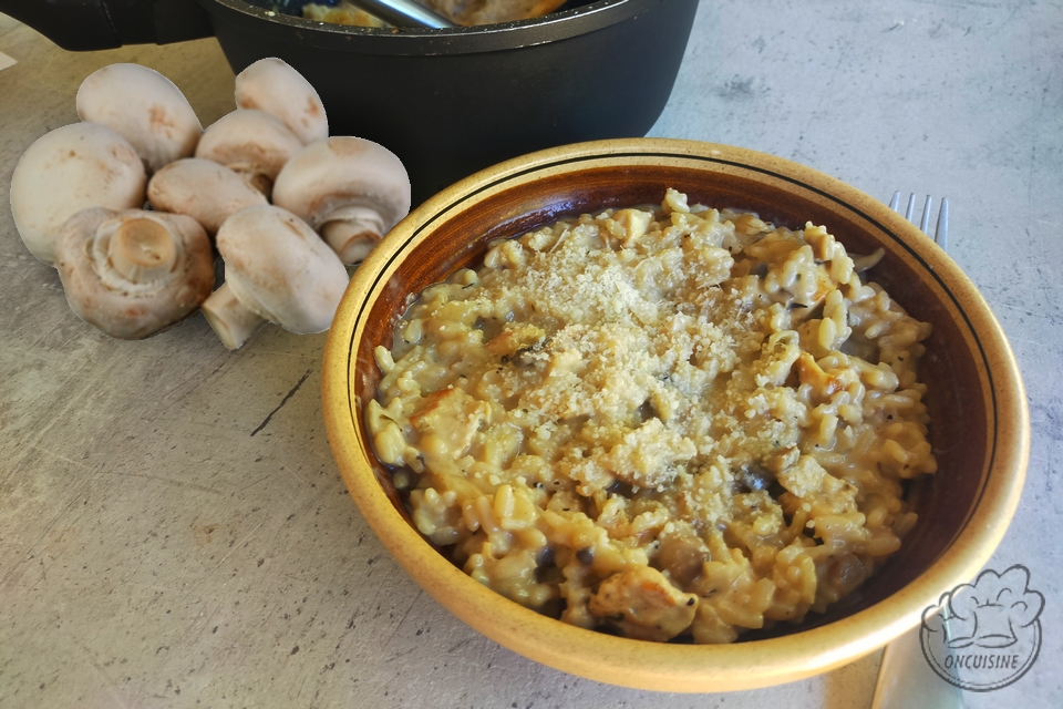 Risotto allégé poulet champignons 